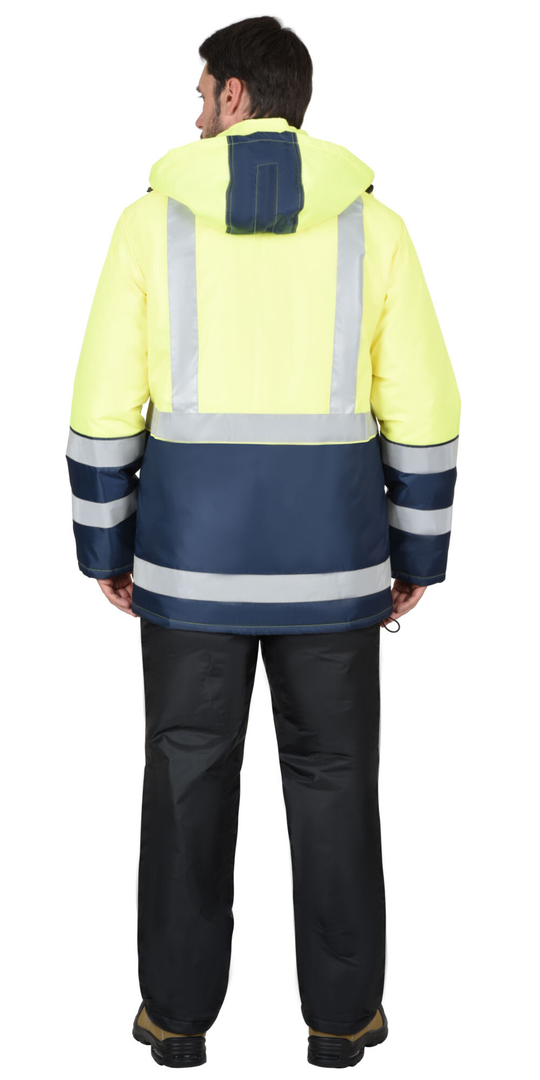 Куртка "ТЕРМИНАЛ" зимняя тк.Оксфорд синяя с лимонным и СОП (ЧЗ)