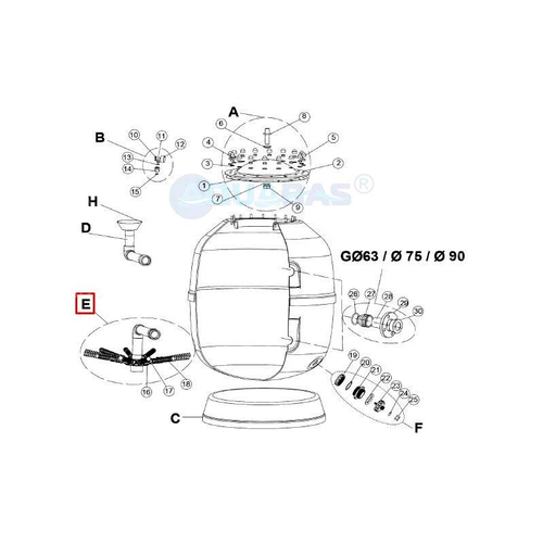 Комплект коллектора фильтра IML TEIDE 1200мм фланец 75мм (узел Е) (VFS28458-420)