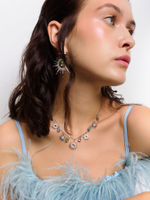 Серьги "Sun caramel green blue" Silver