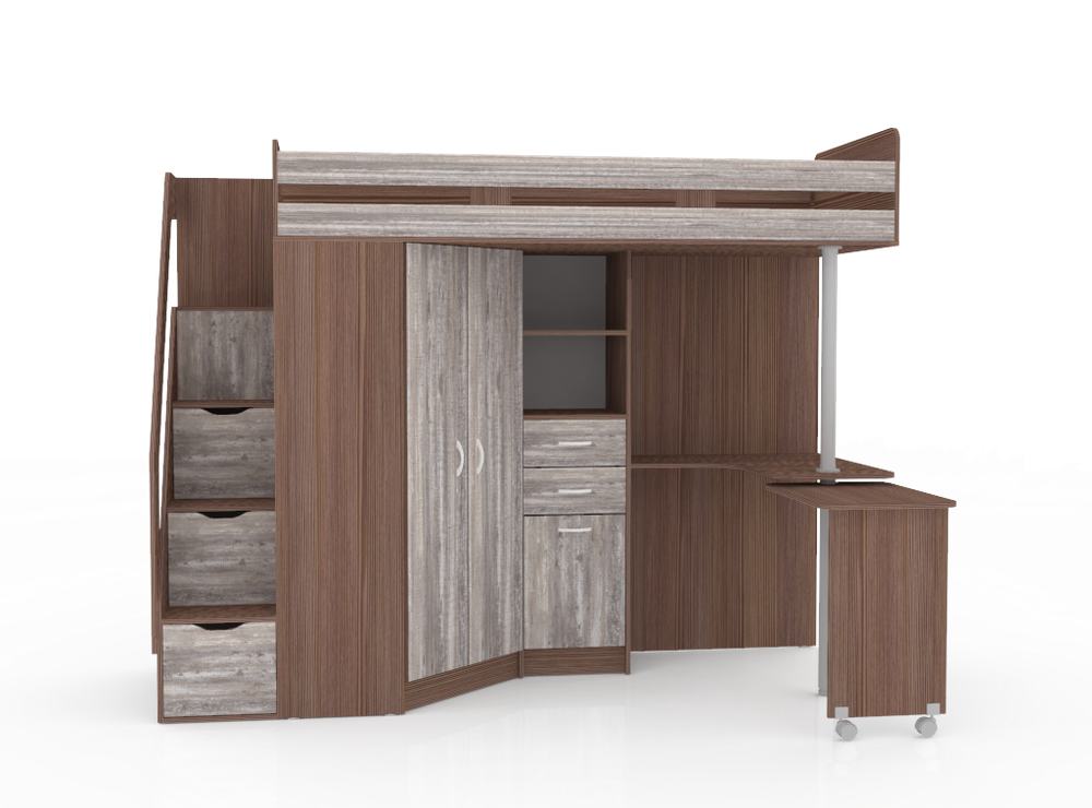 Кровать-чердак КарИВи Мийа Бодего Темный Бетон