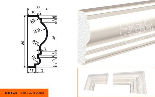 Фасадный декор Lepninaplast Молдинг МВ-80/4