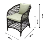 Кресло к набору Сакраменто арт.СА0025 (каркас черный, ротанг коричневый, estera-хамелеон) (В)