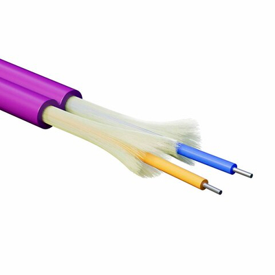 Кабель волоконно-оптический, дуплексный, арамидные упрочняющие нити, для внутренней прокладки, нг(А)-HF, 2 ОВ, категория OM4 (G.651.1), 0,18 кН, барабан 2000 м