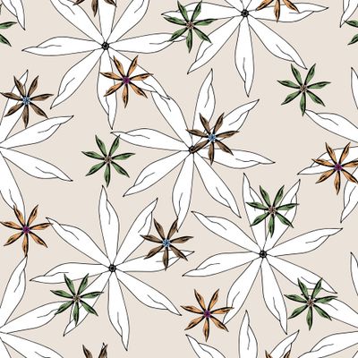 Светлые цветы на бежевом фоне