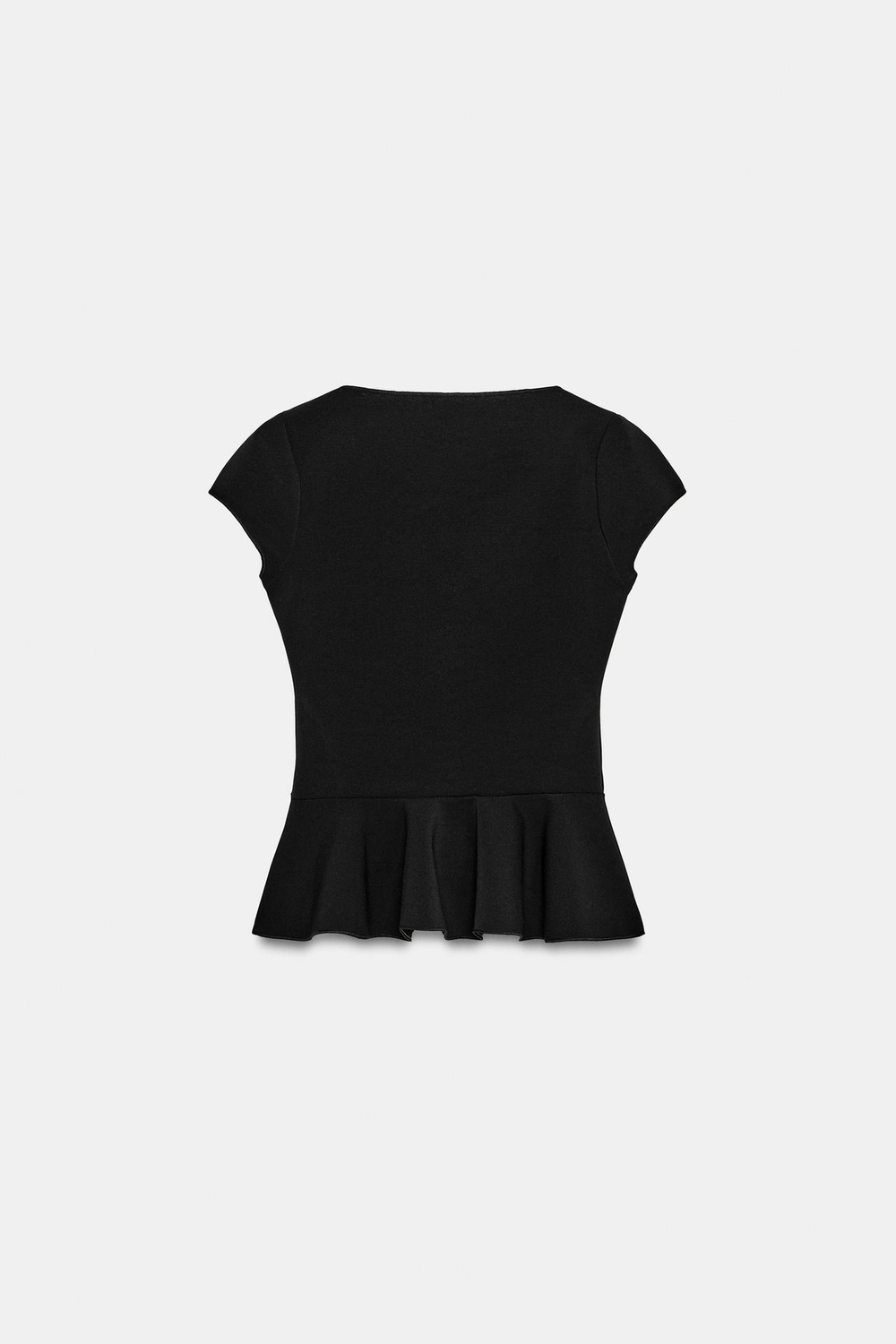 ZARA ТОП С БАСКОЙ И ПУГОВИЦАМИ, ЧЕРНЫЙ