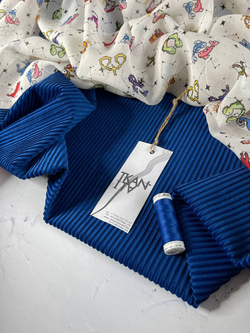 Костюмно-плательный хлопковый однотонный вельвет (Loro Piana, 100%хлопок, Электрический сапфир, 147)