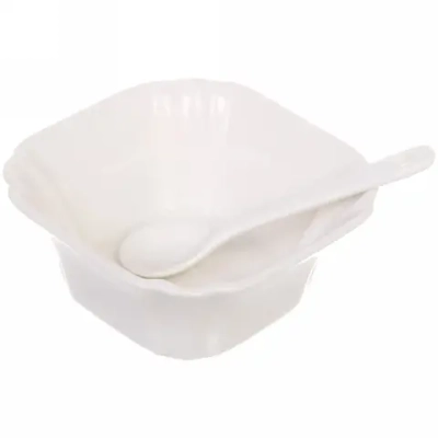 Набор соусников «White magic» 4шт с ложками «Квадрат» 120мл