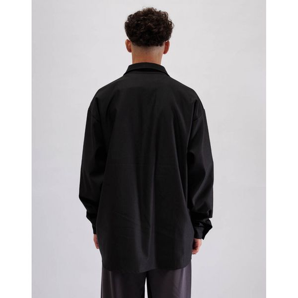 Рубашка из хлопка плотная черная - фото 3