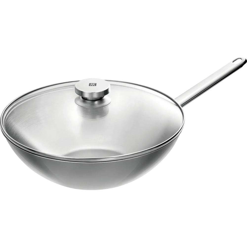 Zwilling Стальной вок 30 см с крышкой индукционный