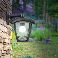 Садово-парковый светильник ЭРА «Дели 2» НБУ 07-40-002 черный 4-гранный настенный IP44 Е27 max 60Вт