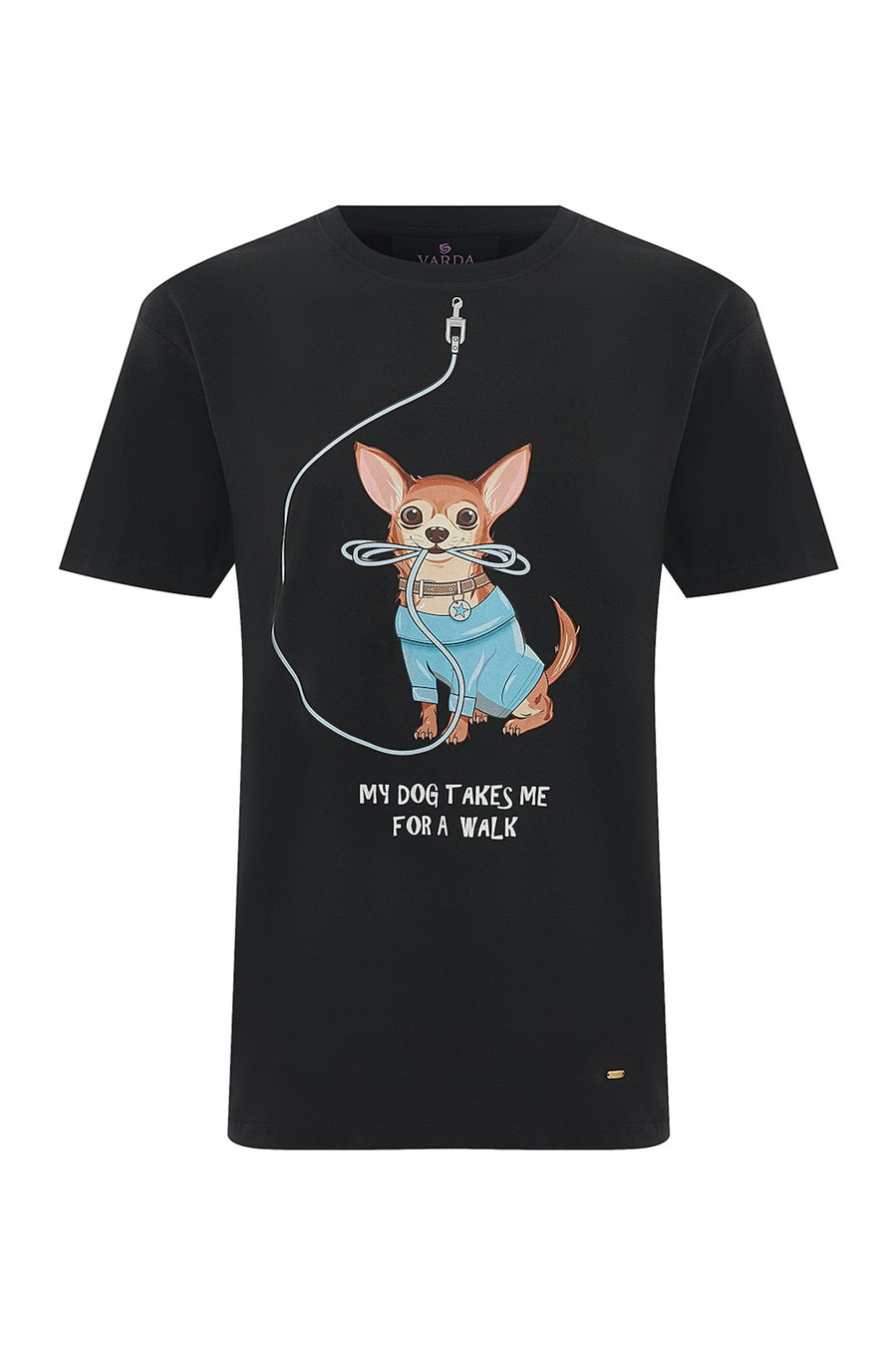 Black T-shirt with a dog