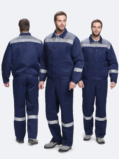 Костюм Лигор-1 СОП У. (тк.Смесовая,210) брюки, т.синий/серый