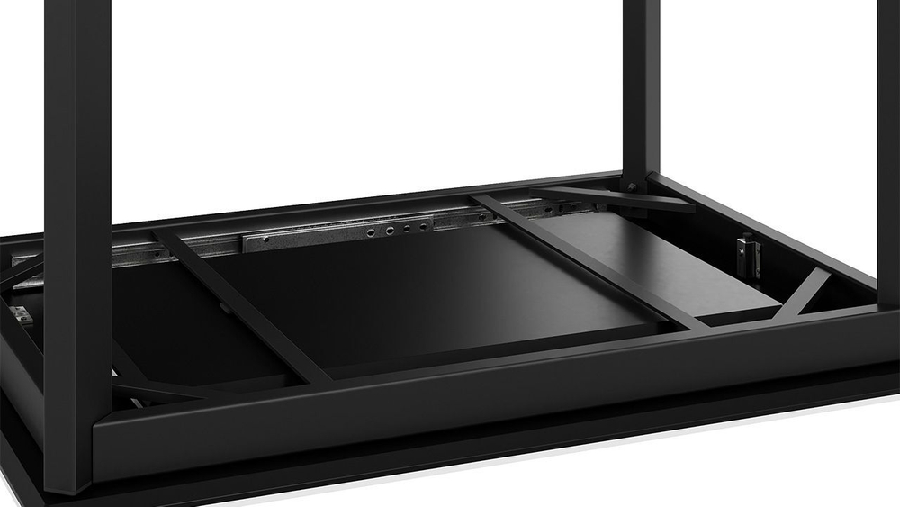 Стол кухонный обеденный раздвижной Черный муар/Керамика матовая белый мрамор 90(130)х65х75 см