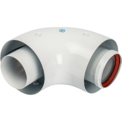 Элемент дымохода отвод коаксиальный 90°  Ø60/100, п/м уплотнения и хомут в комплекте