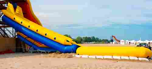 Надувная прямая горка для вышки (опоры) «Стрела» с бассейном,  16.5 м * 2.7 м * 7.2 м