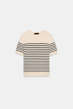 ZARA СВИТЕР В ПОЛОСКУ С КОРОТКИМИ РУКАВАМИ, ПОЛОСКИ