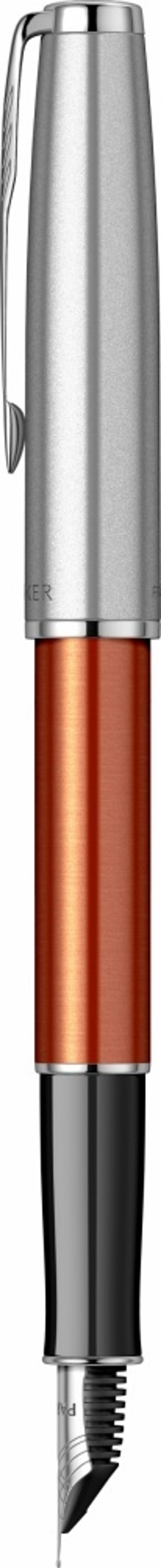 Перьевая ручка Parker Sonnet Essentials Orange SB Steel CT 2169228, перо: F, цвет чернил black, в подарочной упаковке.