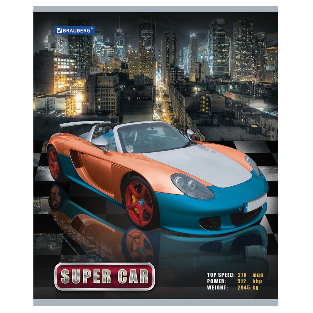 Тетрадь А5, 48 л., BRAUBERG ЭКО, клетка, обложка картон, АВТО, 401282, 4шт