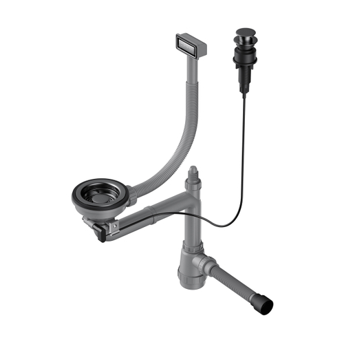 Арматура с клапаном-автоматом для одночашевых моек с прямоугольным переливом и декоративным элементом для корзины Omoikiri WK-1-A-GM