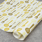 Коврик для кухонных ящиков в рулоне 45*150см "Ложки-вилки", желтый
