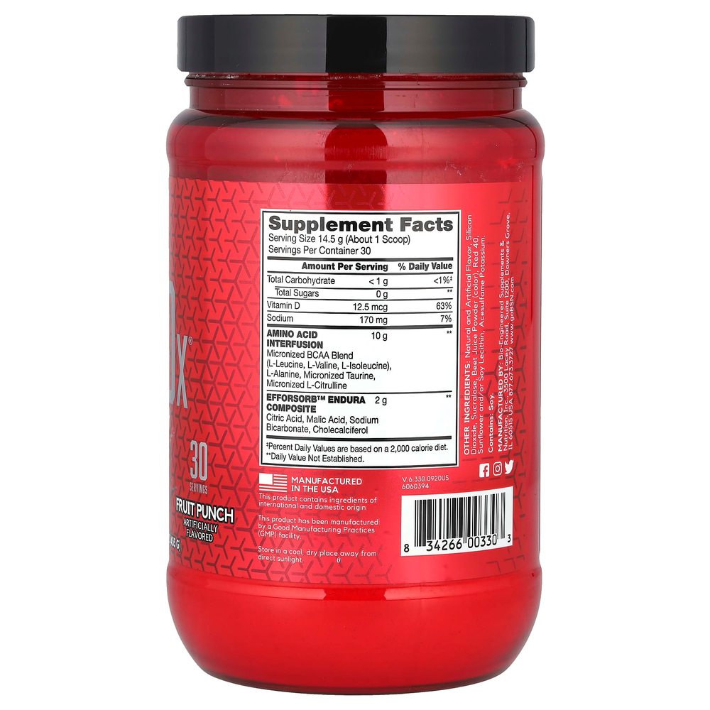 BSN, AminoX, выносливость и восстановление, фруктовый пунш, 435 г (15,3 унции)