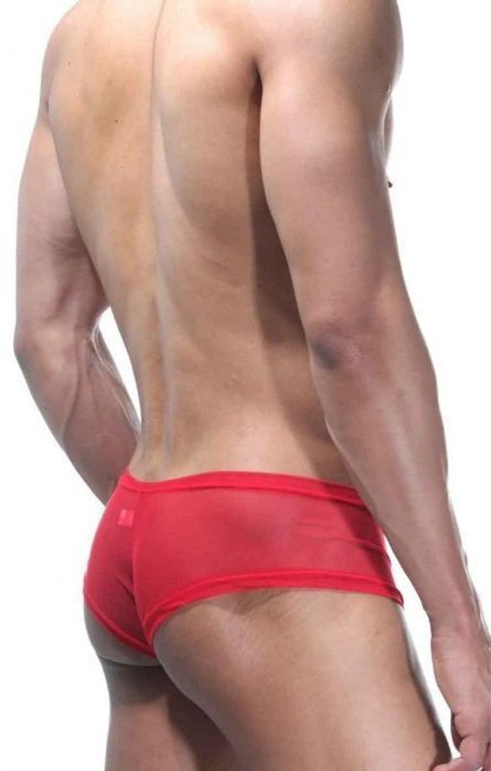 Мужские трусы-хипсы с контрастной вставкой (Размер: L-XL) (Цвет: красный)
