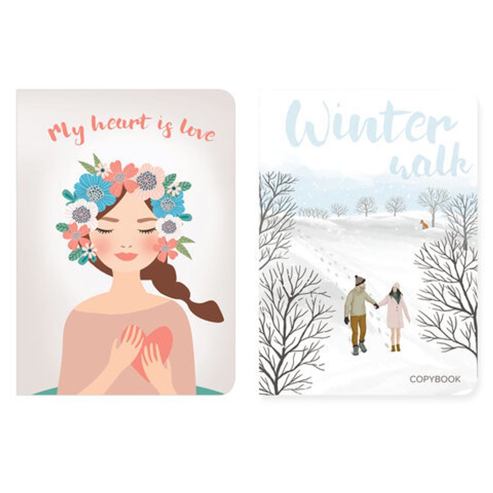 Тетради 60 л. в без линовки обложка SoftTouch, НАБОР 2 шт., бежевая бумага 70 г/м2, сшивка, B5 (179х250 мм), ROMANTIC, BRAUBERG, 403832