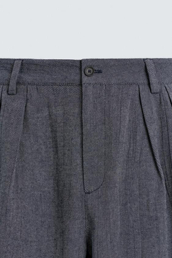 ZARA БРЮКИ RELAXED FIT СО СКЛАДКАМИ, СИНИЙ