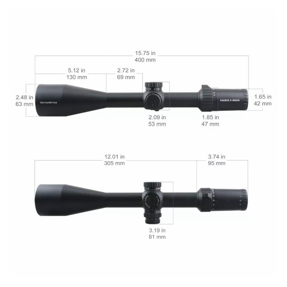 Оптический прицел Vector Optics Taurus 5-30x56 FFP, 30 мм, ( установка на Тигр, СВД / сетка MPX1 Mil / с подсветкой / тактические барабаны, азотозаполненный)