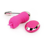 Ярко-розовое ребристое виброяйцо с пультом ДУ