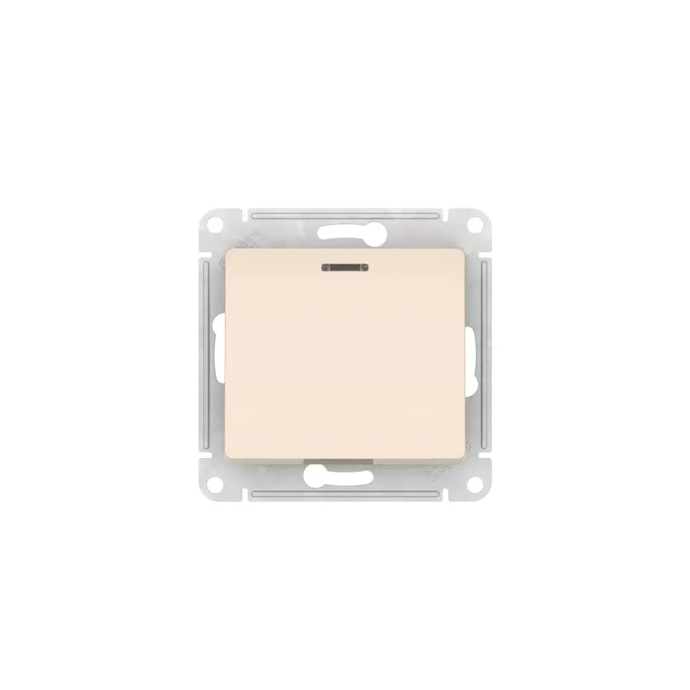 GLOSSA 1-клавишный ПЕРЕКЛЮЧАТЕЛЬ с подсветкой, сх.6а, 10АХ, мех., быстрозажим. клем., БЕЖЕВЫЙ