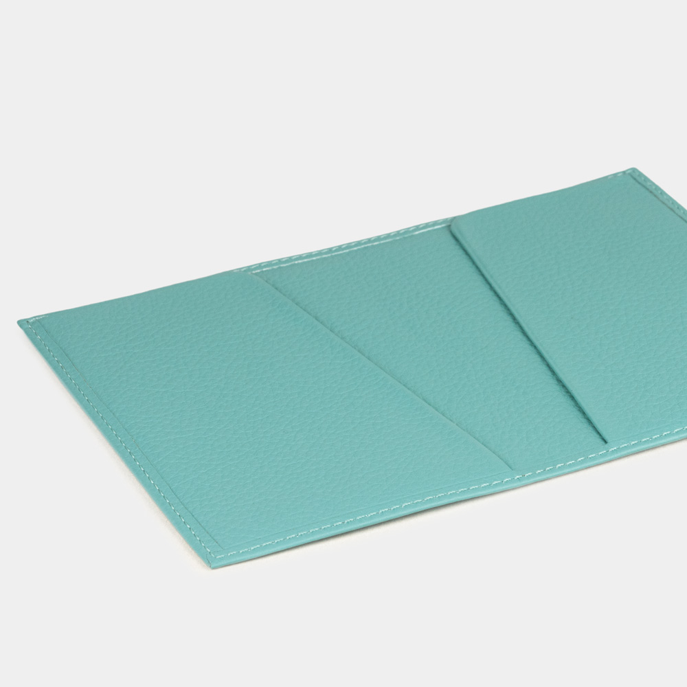 Обложка для паспорта из натуральной кожи теленка, цвета тиффани