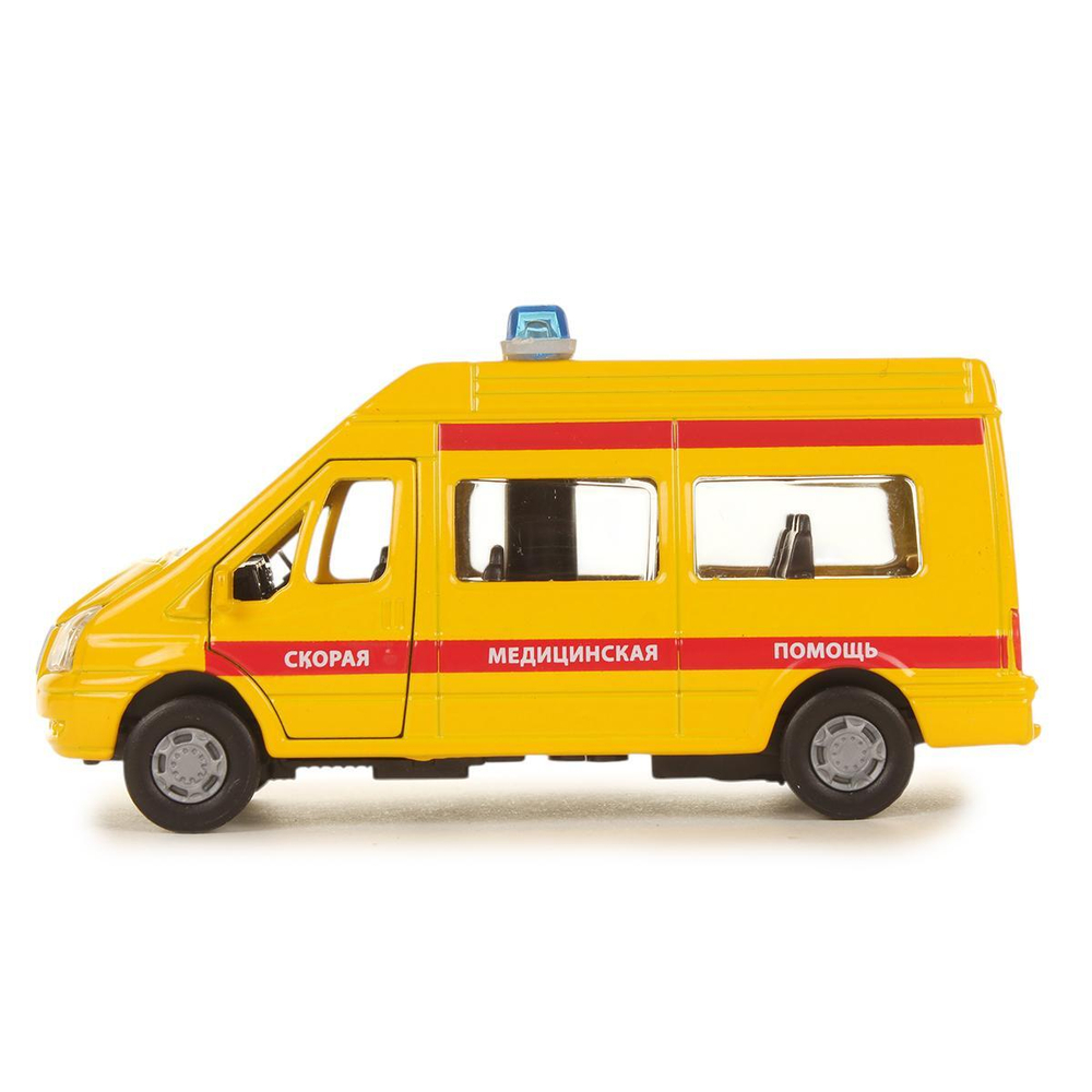 Модель ин. мет. "Ford Transit. Реанимация" 13см. звук-свет, дв., баг. коробка SB-13-02-A-WB (Технопарк)