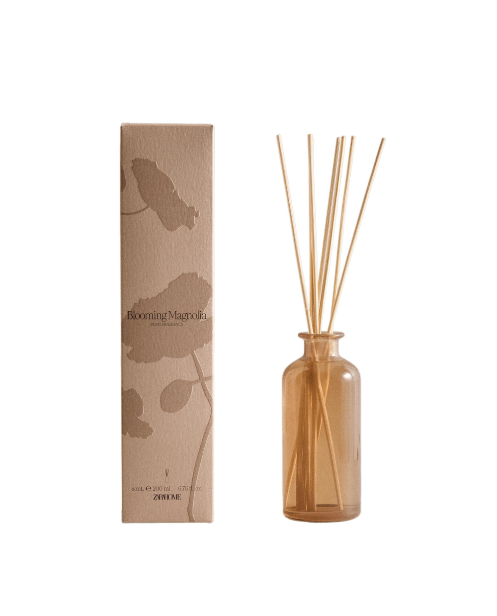 Zara Home Аромадиффузор Blooming Magnolia 200 мл, тростниковые палочки микадо, аромат цветочный, Розовый