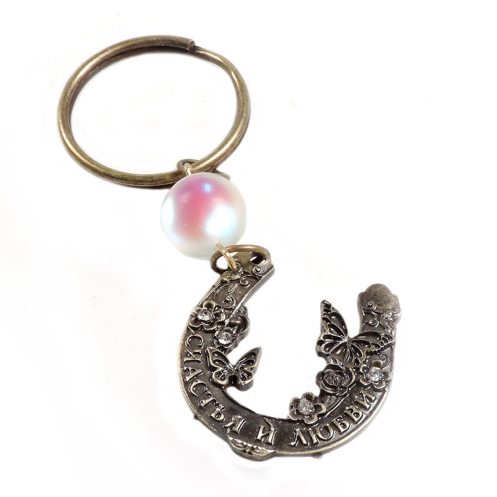 Брелок "Подкова" адуляр, латунь