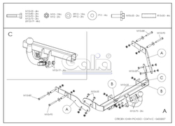 Фаркоп оцинкованный Galia C047A для Citroen Xsara Picasso 2000-2010(паспорт и сертификат в комплекте)(без электрики)