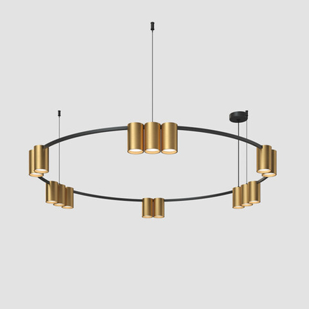 DK4067-BK+SG Подвесной светильник ORBIT, IP20, 15xGU10 LED, до 15 Вт, черный + сатинированное золото, алюминий