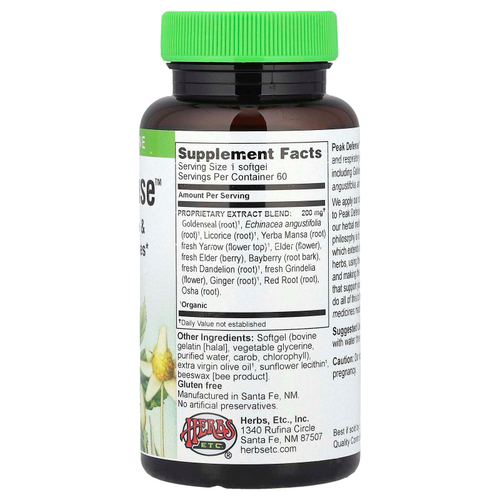 Herbs Etc., Peak Defense ™, 60 мягких таблеток