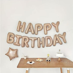 Набор шаров-букв «Happy Birthday» в бежевом цвете
