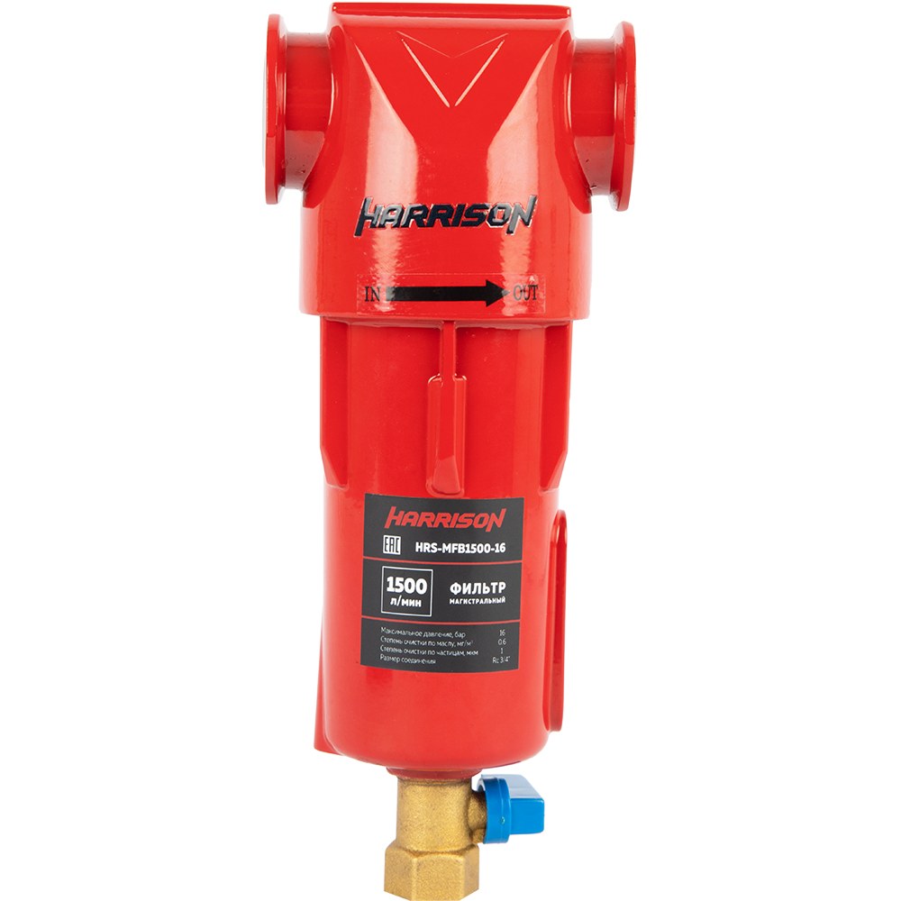 HRS-MFB1500-16 Фильтр магистральный 1 мкм, 16 бар, 1500 л/мин, остаточное содержание масла: 0.6 мг/м³