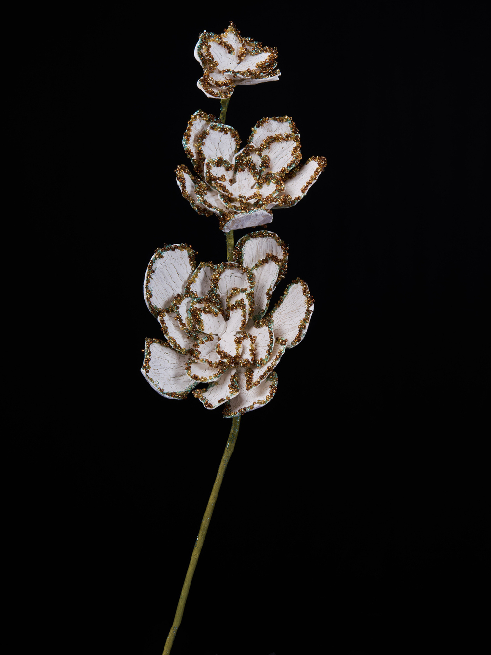 Цветок 18х61см ChristmasDeLuxe бирюзовый с серебром