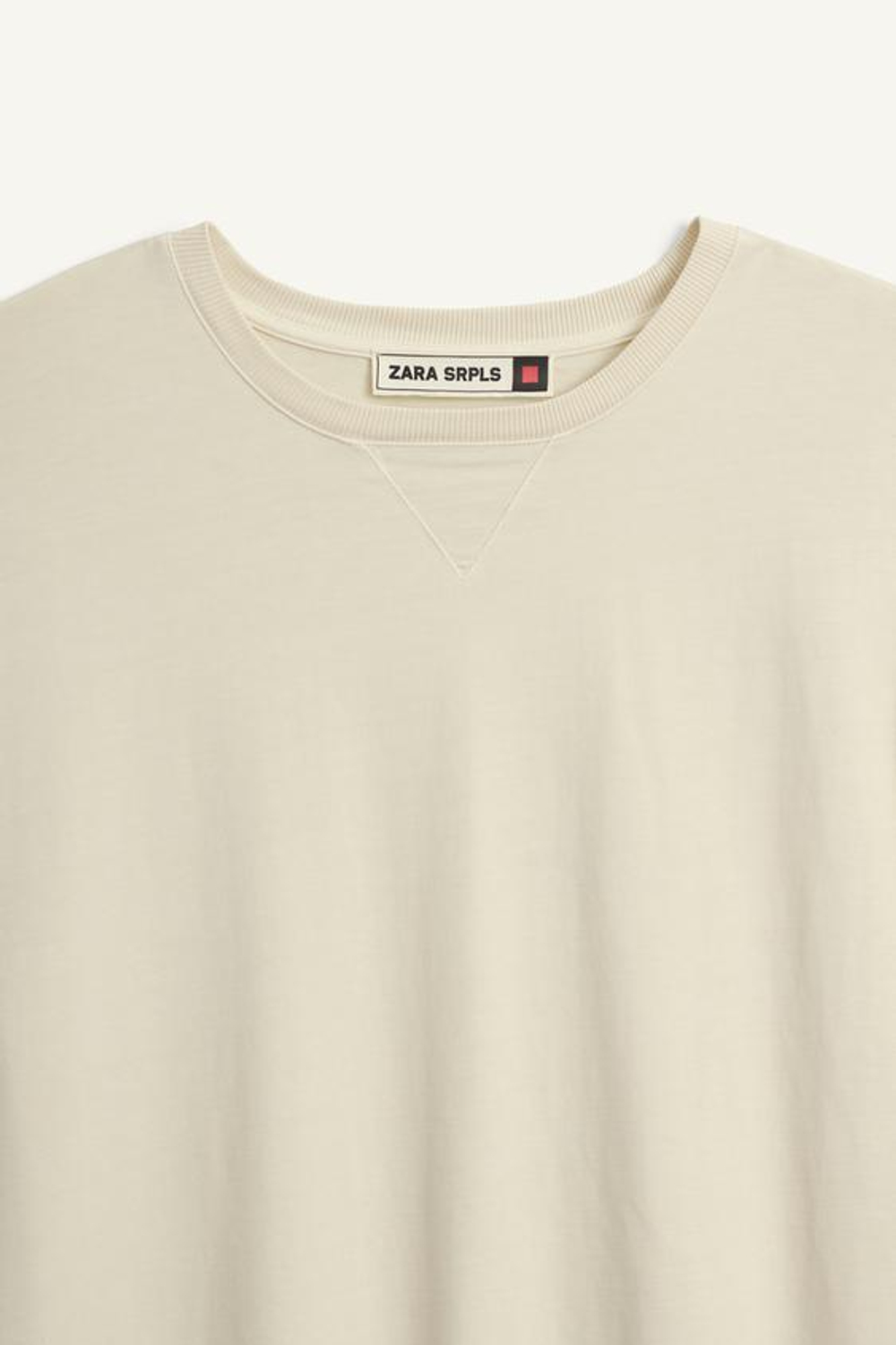 ZARA ФУТБОЛКА СВОБОДНОГО КРОЯ, ЭКРЮ