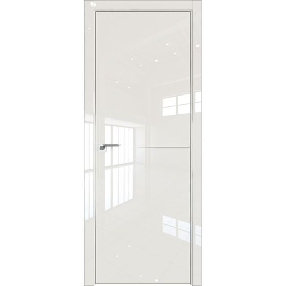 Межкомнатная дверь глянцевая Profil Doors 112LK магнолия люкс с алюминиевым молдингом