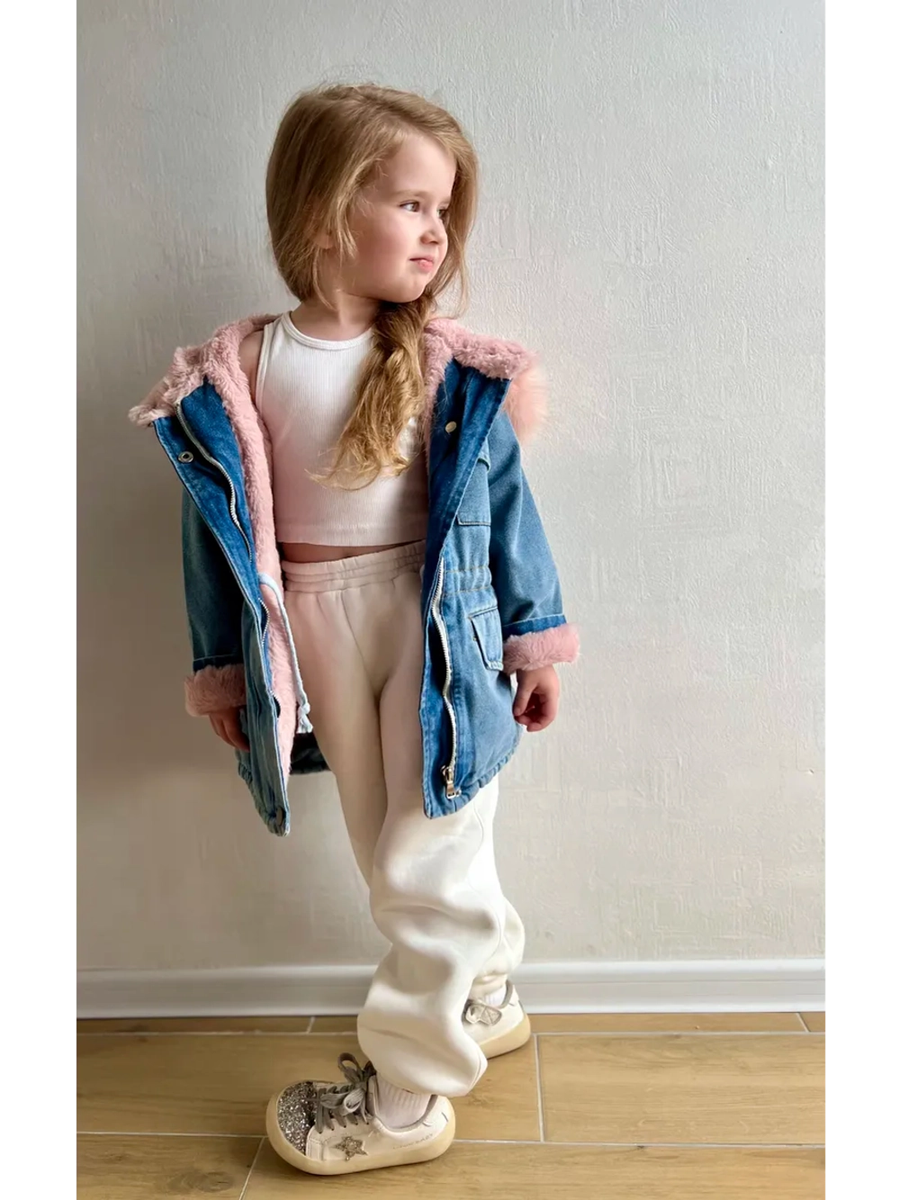 Парка джинсовая с искусственным мехом