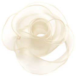 Лента декоративная (4 см*9,14 м) Органза с леской, Кремовый, 1 шт.