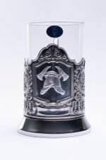 Подарочный набор «Подстаканник с символикой ГПС»(2 предмета, металл/стекло)