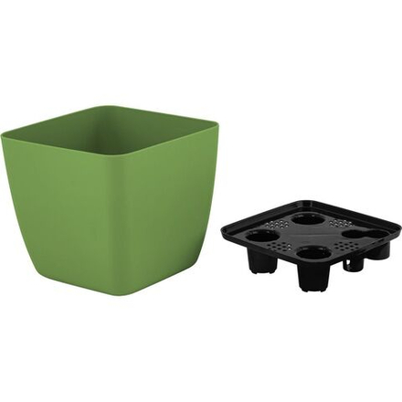 Кашпо пластикове InGreen vienna d19см h18см v5л квадрат оливковый