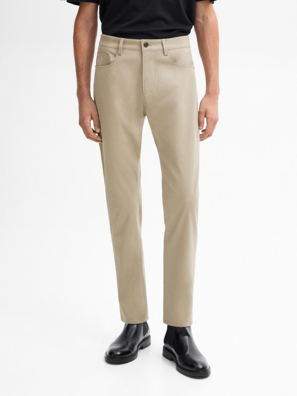 Massimo Dutti Хлопковые облегающие брюки, норка