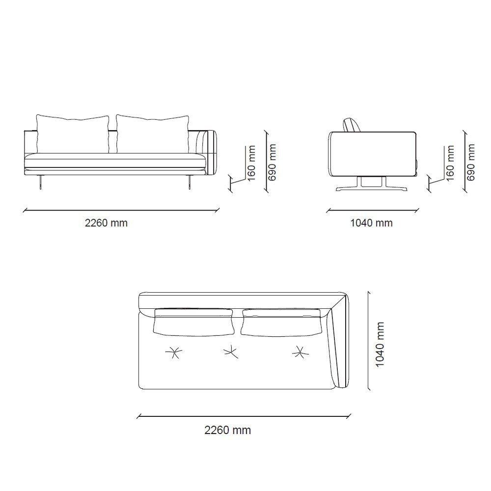 3 местный прямой левый ENZA HOME DAKAR EH72397