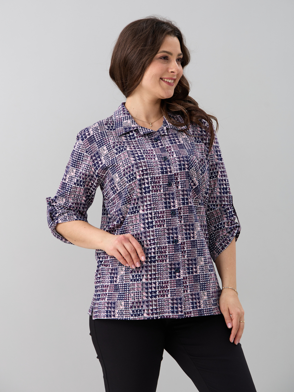 Рубашка Р-001/пьедепуль-синерозовый